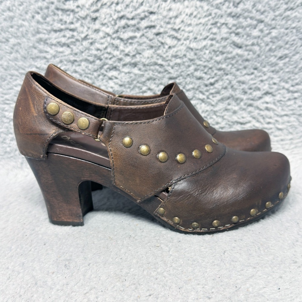 Dansko Ryder Womens Size 39 US 8.5-9 Clogs Heels Shoes Brown Leather Studded